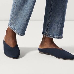 Rothy’s The Almond Demi Mule Flats Navy Blue size 9.5